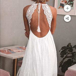 Cupshe White Backless Dress with Lace